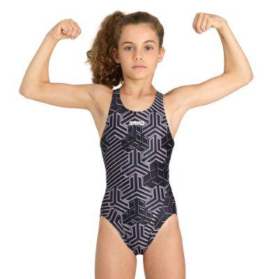 MALLA ENTERIZA DE NATACION ARENA KIKKO TECH JR 550 (NEGRO AZUL BLANCO)
