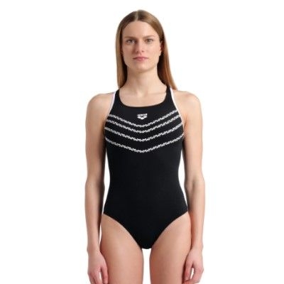 MALLA ENTERIZA DE NATACION ARENA LOSANGE V 510 (NEGRO BLANCO) 