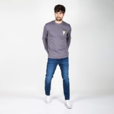 BUZO CUELLO REDONDO DE HOMBRE SPIRIT GRIS OILY RIDE original