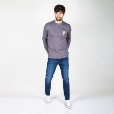 BUZO CUELLO REDONDO DE HOMBRE SPIRIT GRIS OILY RIDE original