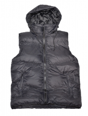CHALECO DE NYLON CON CAPUCHA DESMONTABLE PARA HOMBRE NEGRO