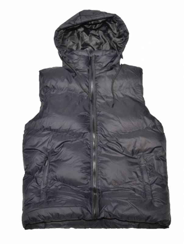 CHALECO DE NYLON CON CAPUCHA DESMONTABLE PARA HOMBRE NEGRO