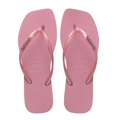 Havaianas Slim Square Logo Metallic Rosa