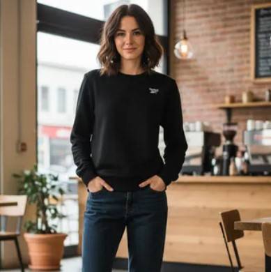 BUZO CUELLO REDONDO REEBOK FRENCH TERRY (NEGRO)