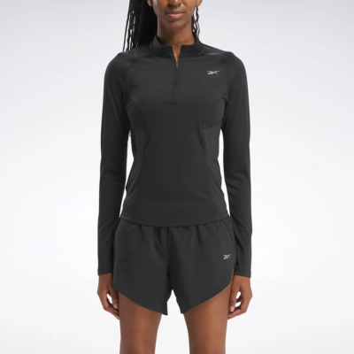 Buzo Deportivo De Dama Reebok Running 1/4 Zip Negro